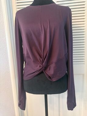 Zobha Long-Sleeve Twist Front Top — Plum